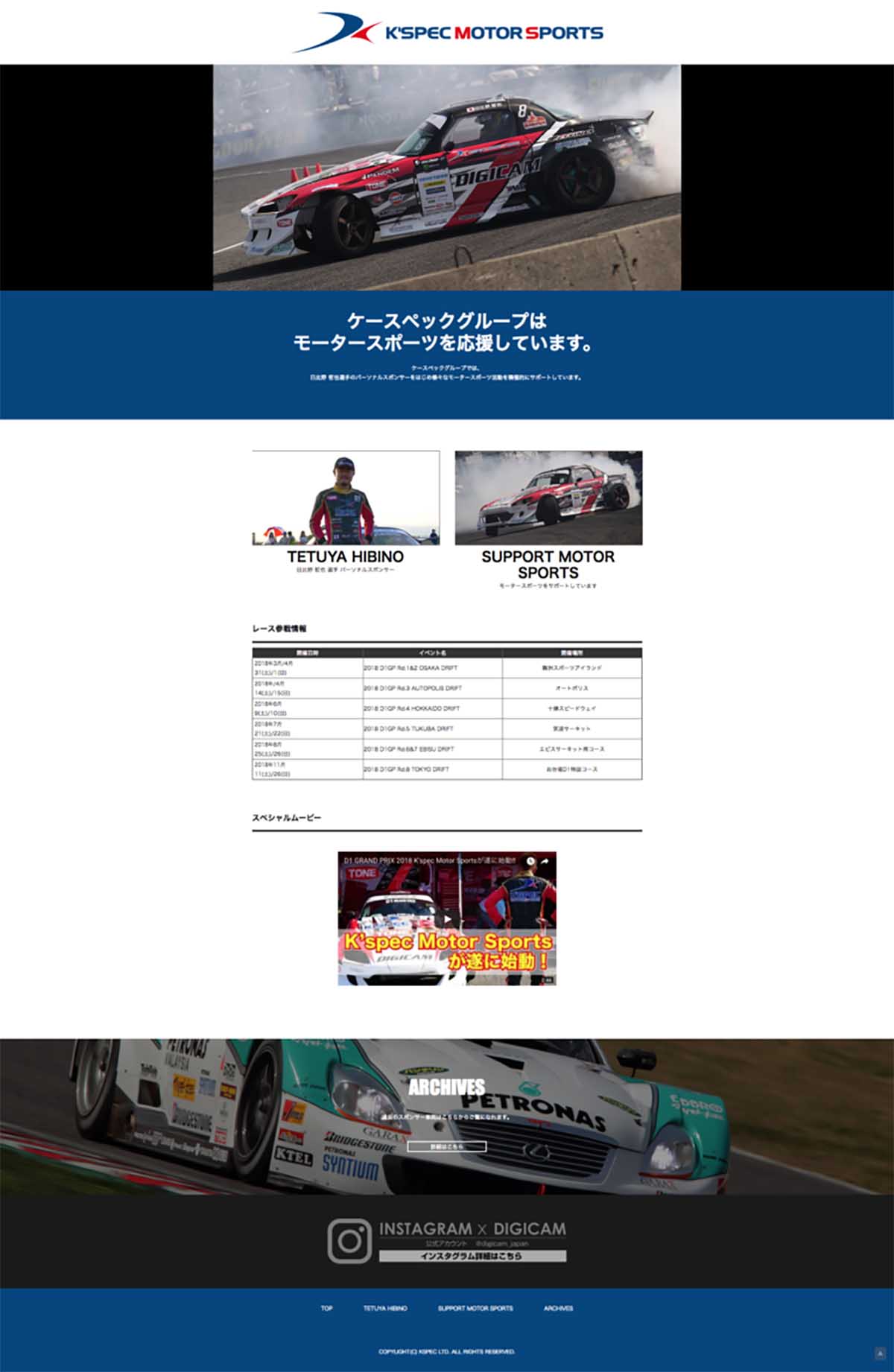 ケースペックモータースポーツWEBサイト